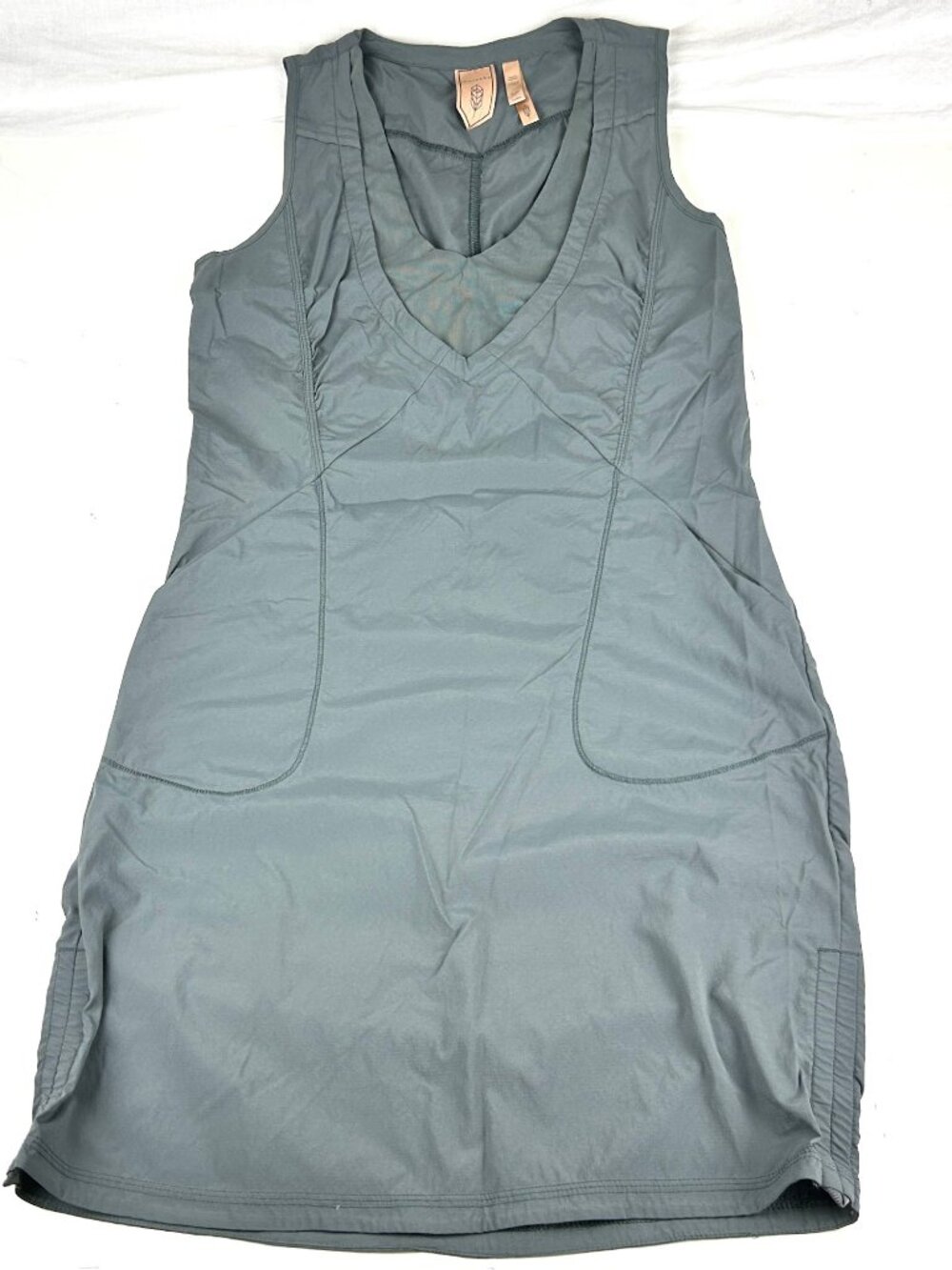 Indygena Dress Womens S Gray Athletic Sleeveless V-Neck Pockets